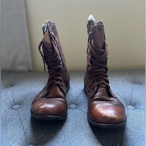 Brown Steve Madden Troopa Combat Boots - Picture 5 of 6